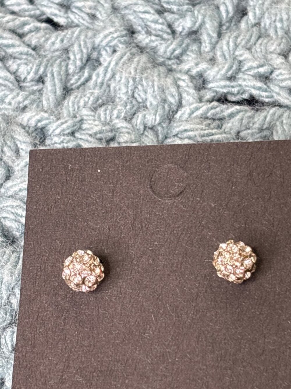 Clear Rhinestone Pave Silvertone Stud Earrings 3/8 inch